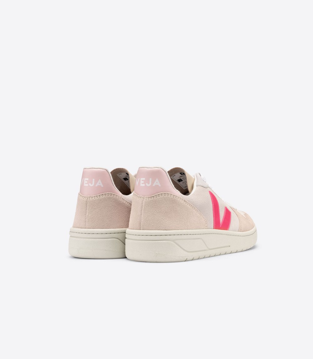 Veja Sneakers Womens - V-10 Suede Multico Natural - Beige/Pink - 4395SLBCY